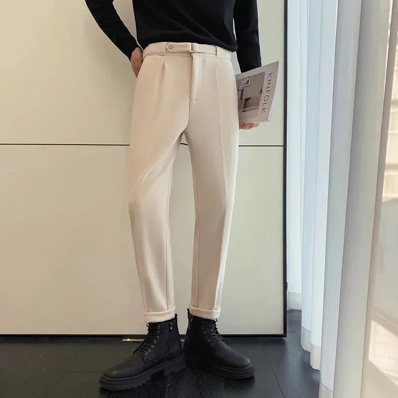 Business Casual Straight-leg Wool Pants Men Clothing Autumn Winter Men's Suit Trousers Temperamental Male 9A6739