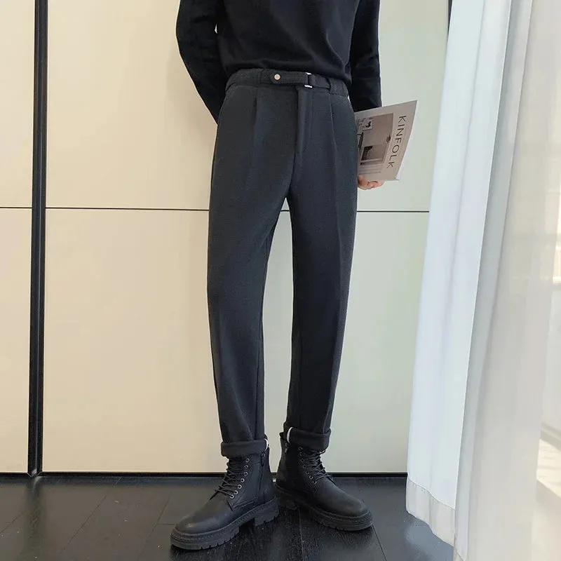 Business Casual Straight-leg Wool Pants Men Clothing Autumn Winter Men's Suit Trousers Temperamental Male 9A6739