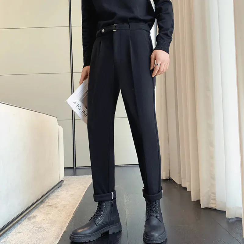 Business Casual Straight-leg Wool Pants Men Clothing Autumn Winter Men's Suit Trousers Temperamental Male 9A6739