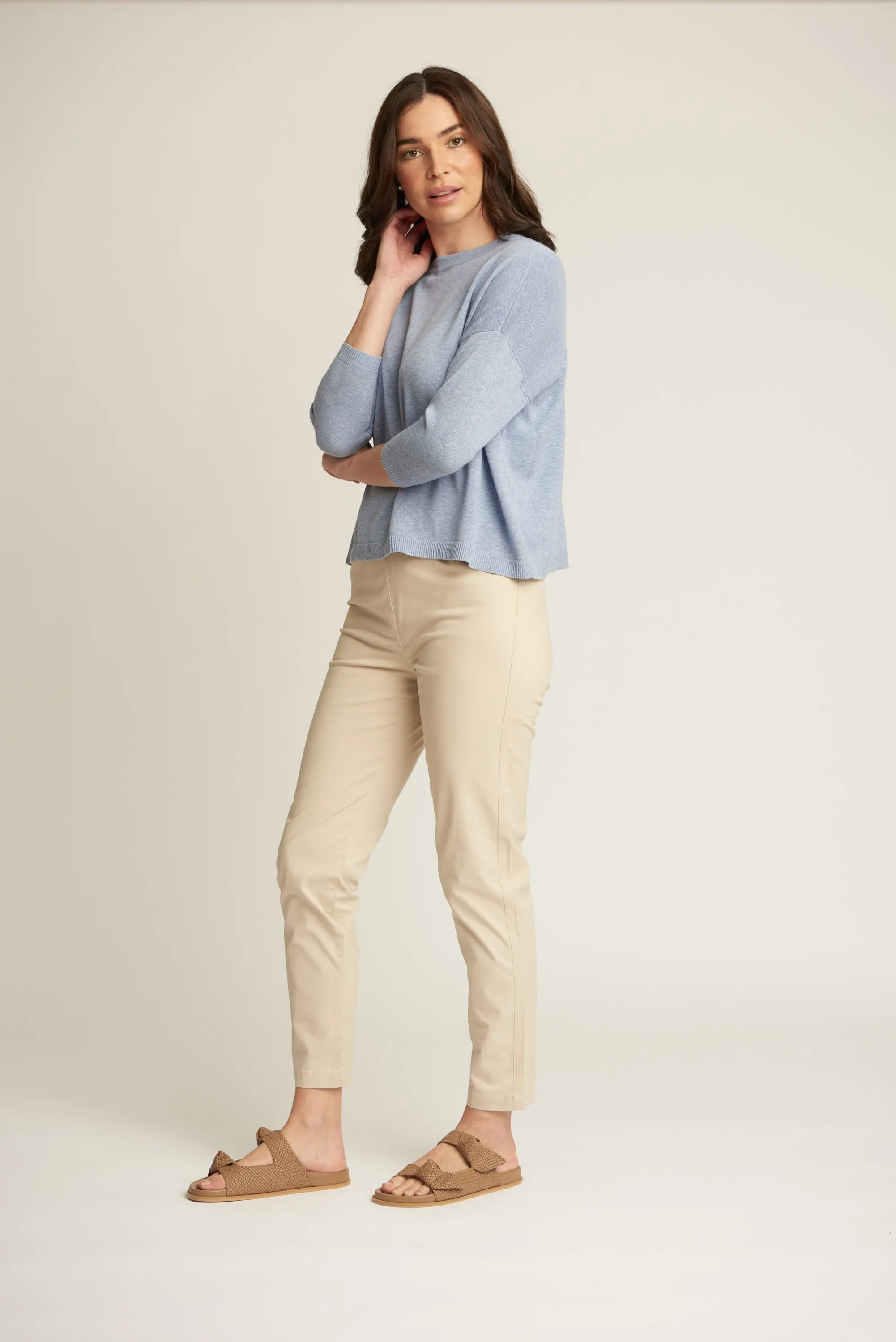 Cropped Classic Cotton Pant Beige