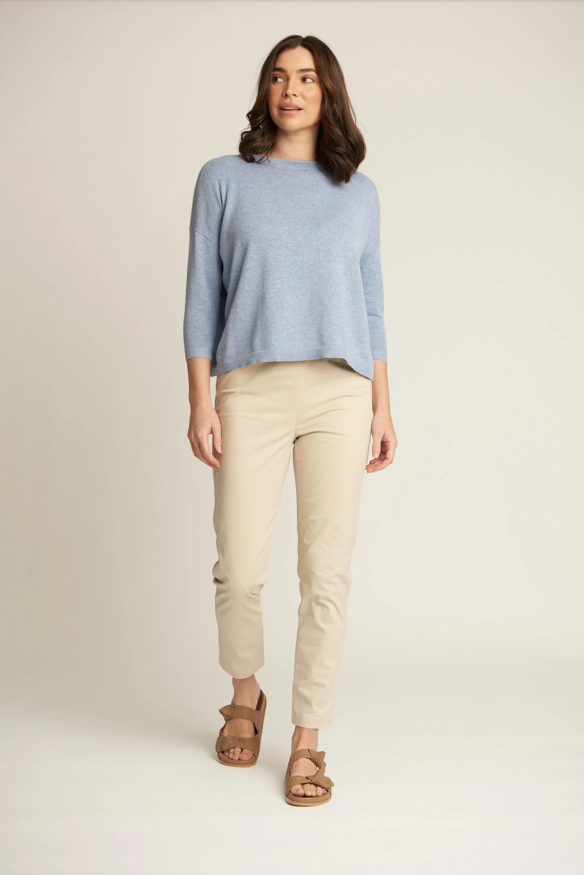 Cropped Classic Cotton Pant Beige