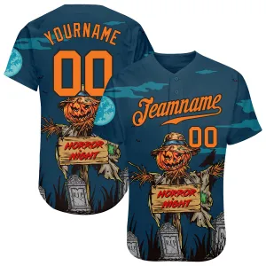 Custom 3D Pattern Halloween Pumpkins Horror Night Authentic Baseball Jersey