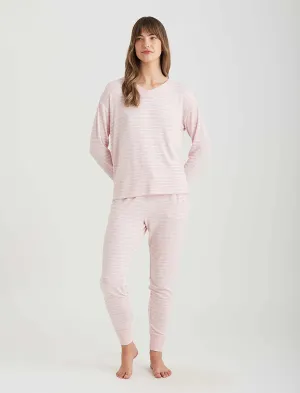 Feather Soft V-Neck Long Sleeve Top and Jogger Papinelle Pink/Cream