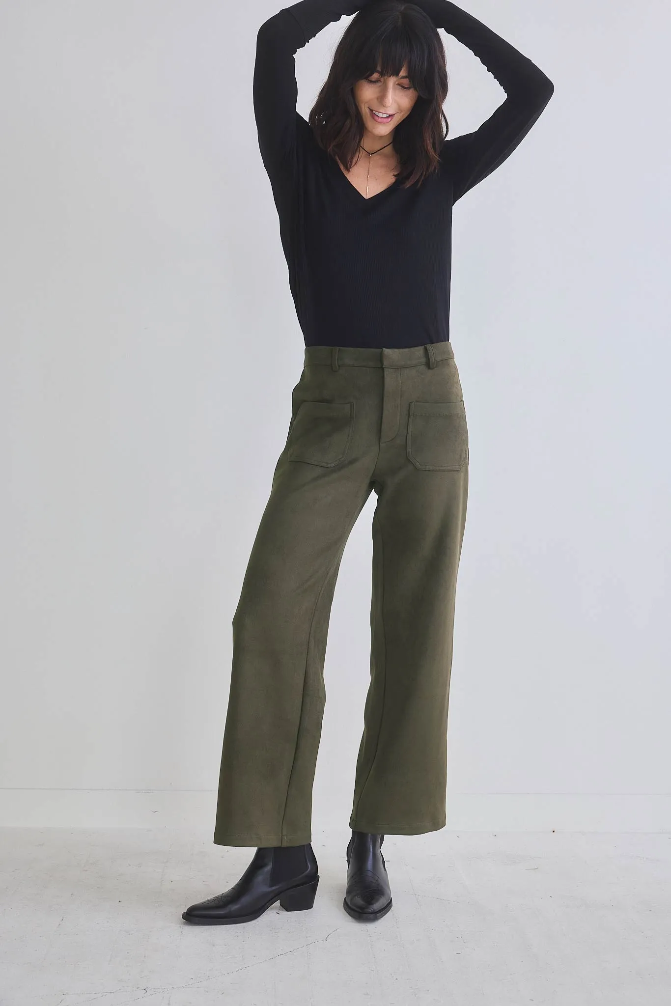 Finesse Microsuede Wide Leg Pants