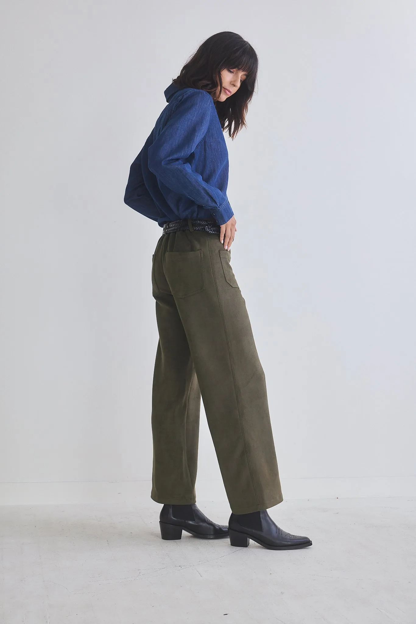 Finesse Microsuede Wide Leg Pants