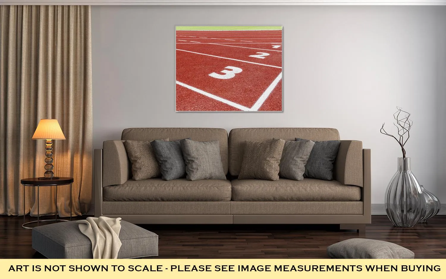 Gallery Wrapped Canvas, The Beginning Of The Athletics Track With Three Numbers