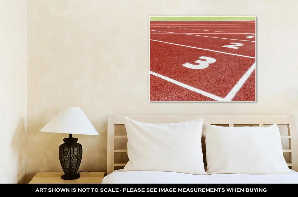 Gallery Wrapped Canvas, The Beginning Of The Athletics Track With Three Numbers