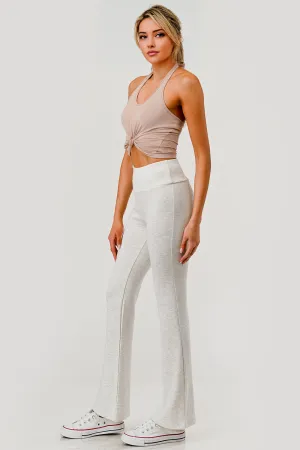 High Waist Buttery Soft Flare Pants - Heather Bone