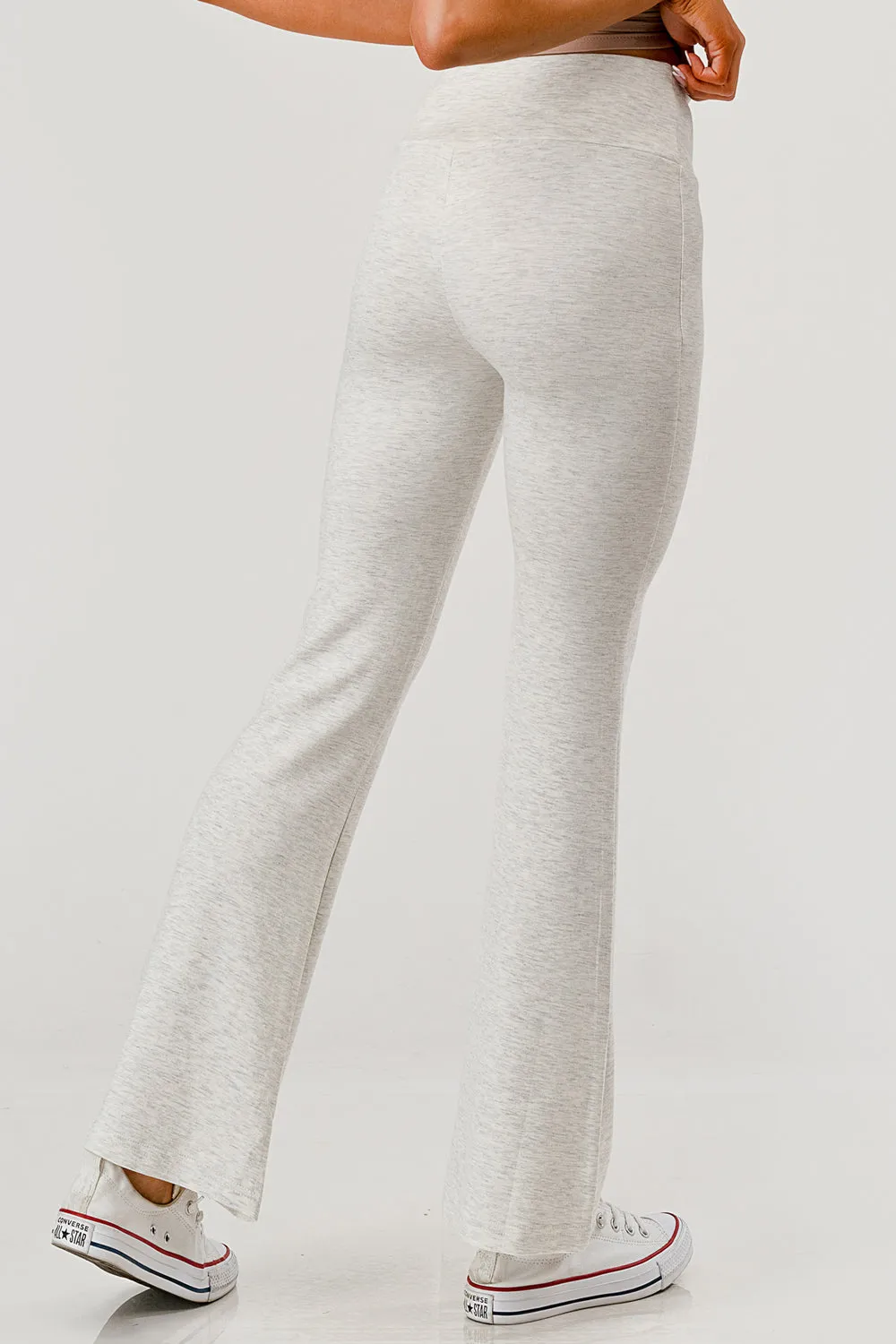 High Waist Buttery Soft Flare Pants - Heather Bone