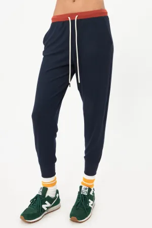 Kiki Rib 7/8 Sweatpant, Indigo/Rum