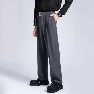 Men's Suit Pants Loose Droop Straight Bottom Casual Wide Leg Solid Color Male Trousers Autumn Simple 9C6881