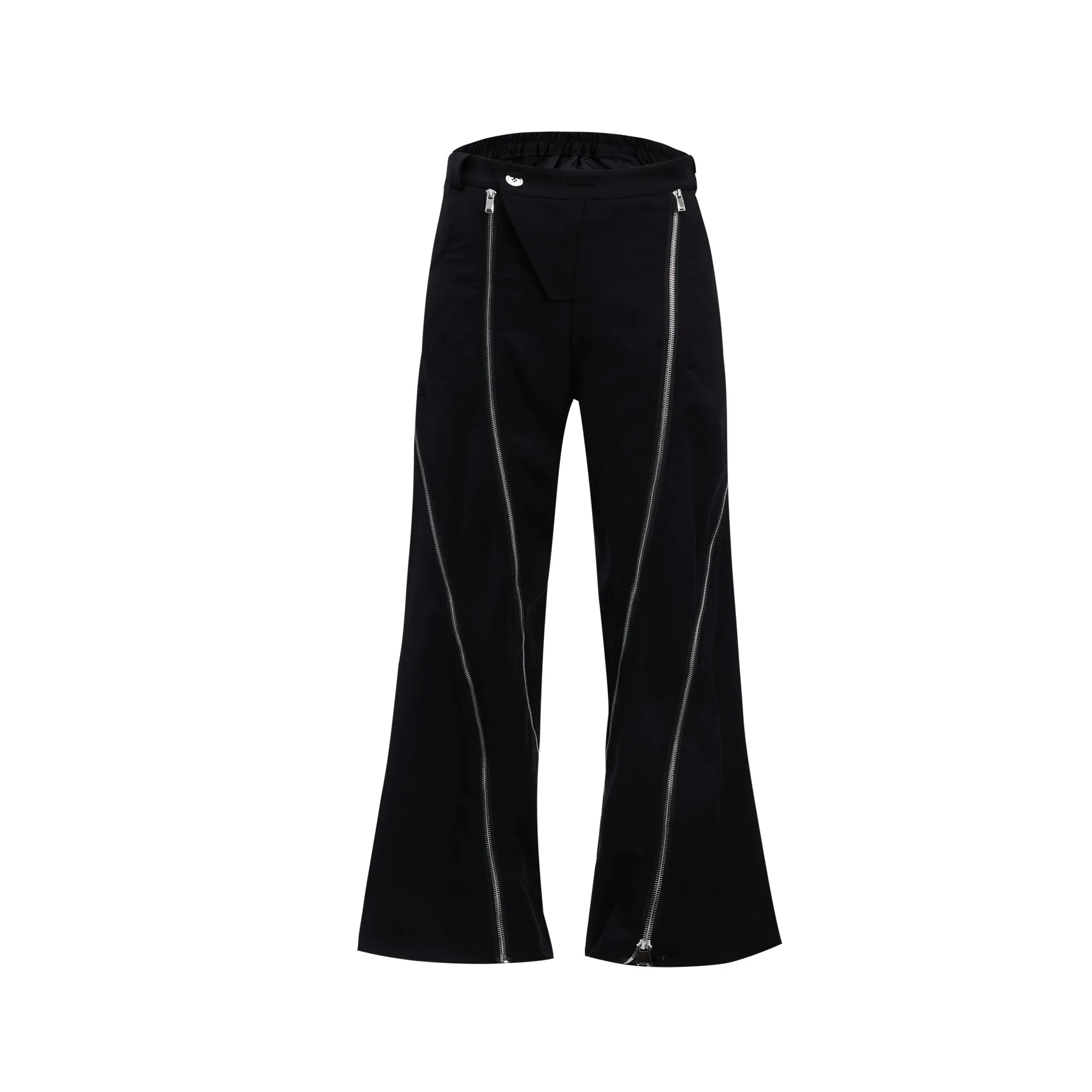 Metal Zipper Design Pants Casual 2024 High Street Darkwear Wide Leg Male Trousers Solid Color Fashion Summer 24E1287