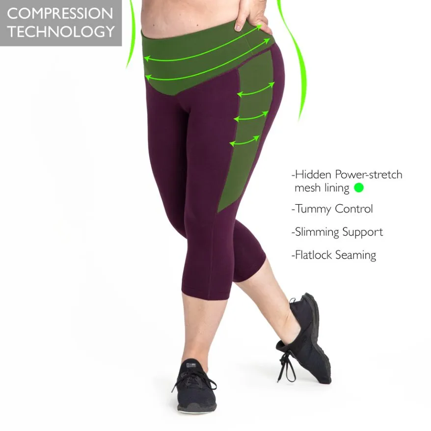 Olive Curve Basix Compression Capri