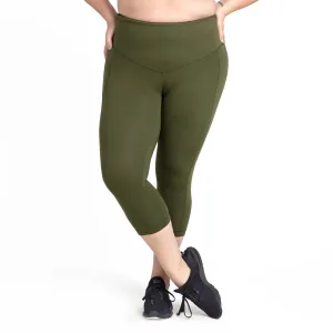 Olive Curve Basix Compression Capri