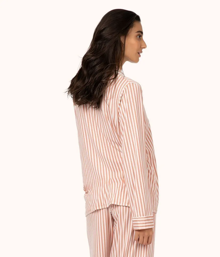 The All-Day Lounge Shirt - Print: Shell Pink Stripe