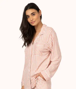 The All-Day Lounge Shirt - Print: Shell Pink Stripe