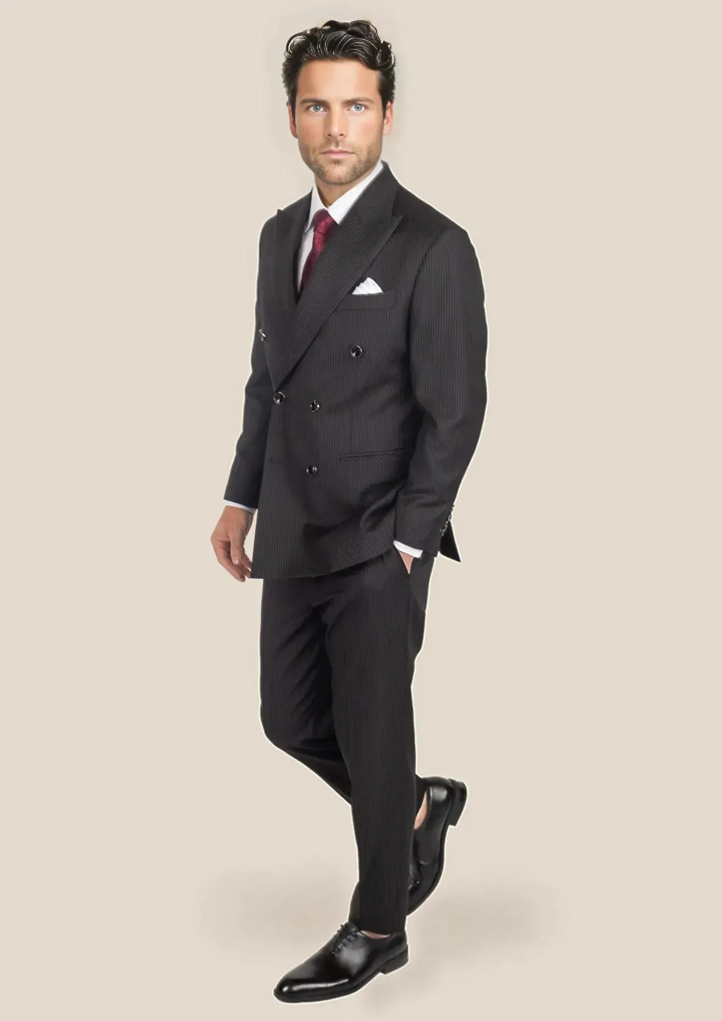 Waverly Black Pinstripe Suit